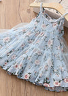 GIRLS - Blue Floral Dress with Overlay - Hannah Rose Vintage Boutique