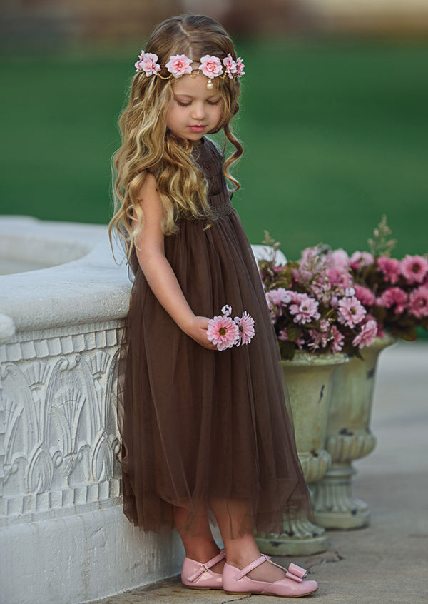 brown flower girl dress toddler 