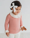 GIRLS - Ruffle Neck Girls Top in Rose - Hannah Rose Vintage Boutique