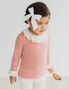 GIRLS - Ruffle Neck Girls Top in Rose - Hannah Rose Vintage Boutique