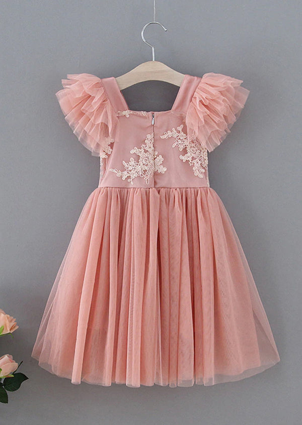 Knee Length Mauve Vintage Inspired Flower Girl Dress (clearance)