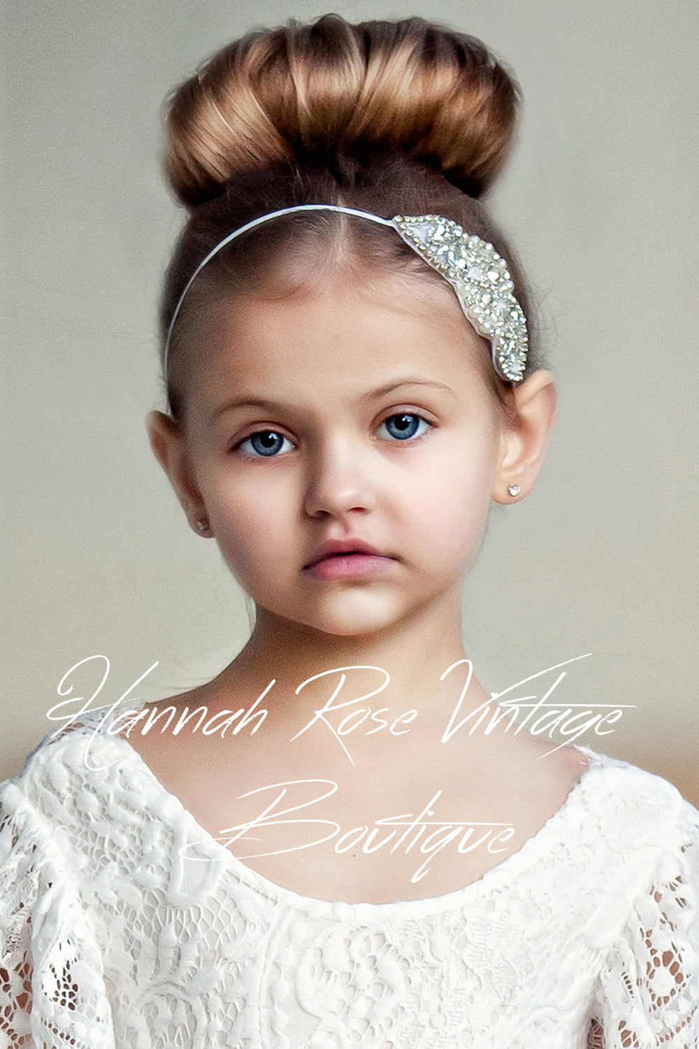 GIRLS - JEWELLED FLOWER GIRL HEADBAND - Hannah Rose Vintage Boutique