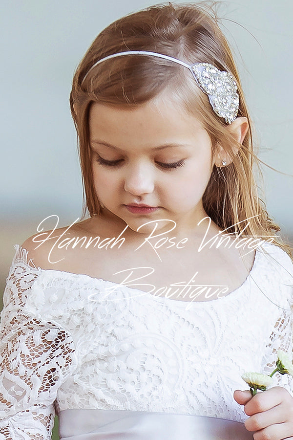 GIRLS - Rhinestone Jewel Sash and Headband - Hannah Rose Vintage Boutique