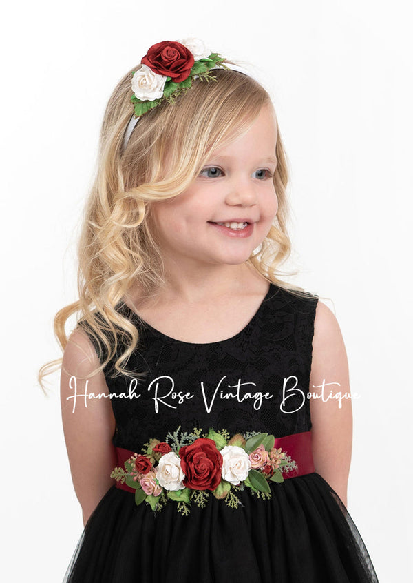 Custom Flower Girl Headbands & Sash Belts