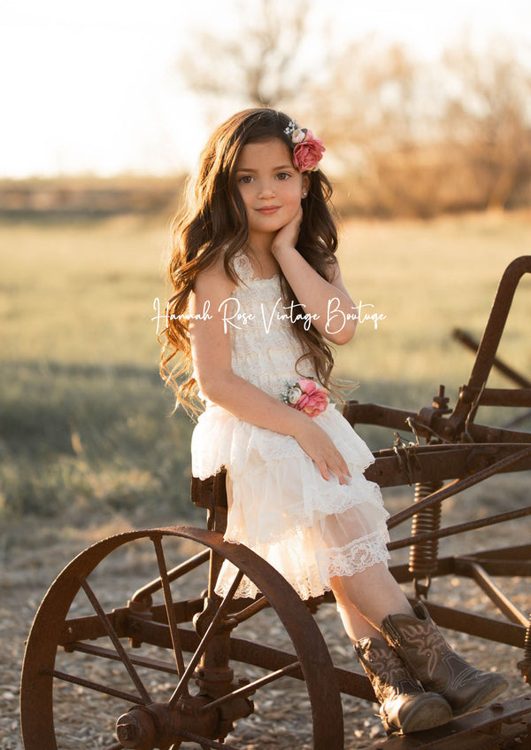 ivory lace flower girl dress