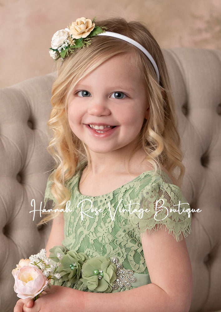 Sage Chiffon Flower Sash