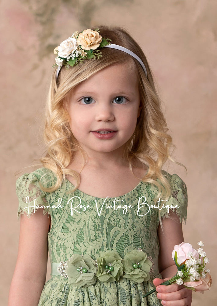 Sage Chiffon Flower Sash