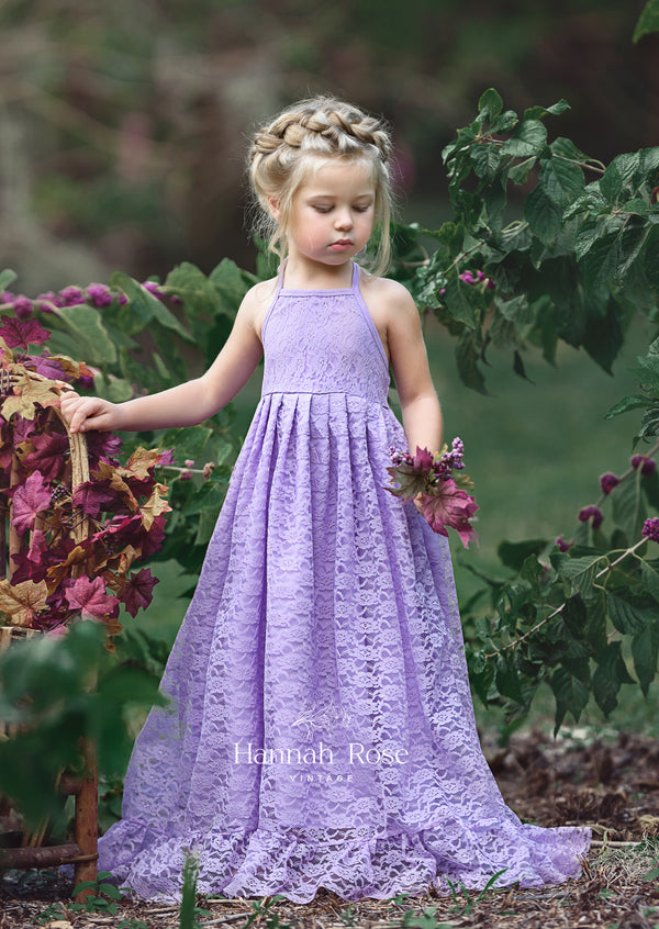 Long lace flower girl dresses