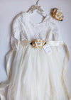 ivory flower girl dress with sash and bow