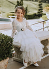 White Layered Tulle Flower Girl Dresses for Wedding