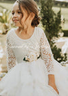 Beautiful White Layered Tulle & Lace Flower Girl Dresses for Wedding