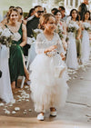 Toddler White Layered Tulle & Lace Flower Girl Dresses for Wedding