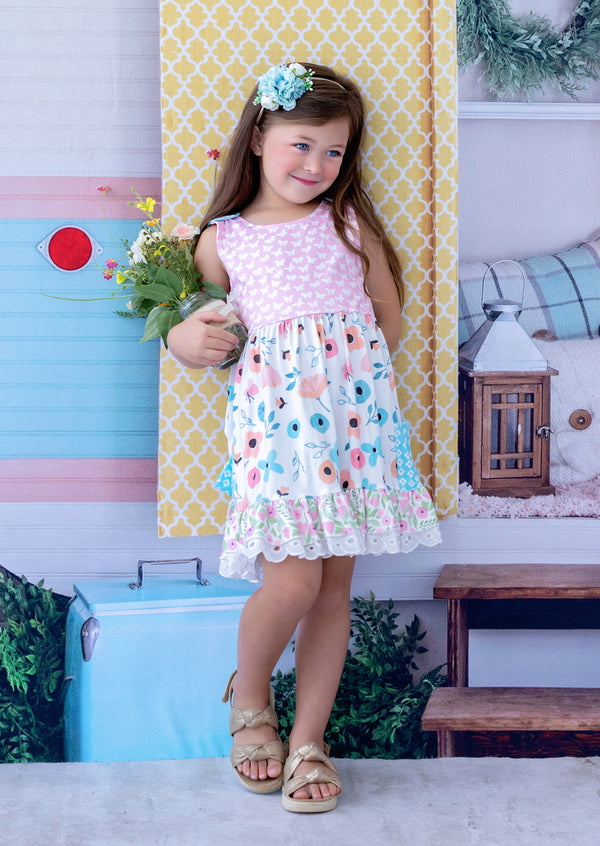 girls mixed print twirl dress