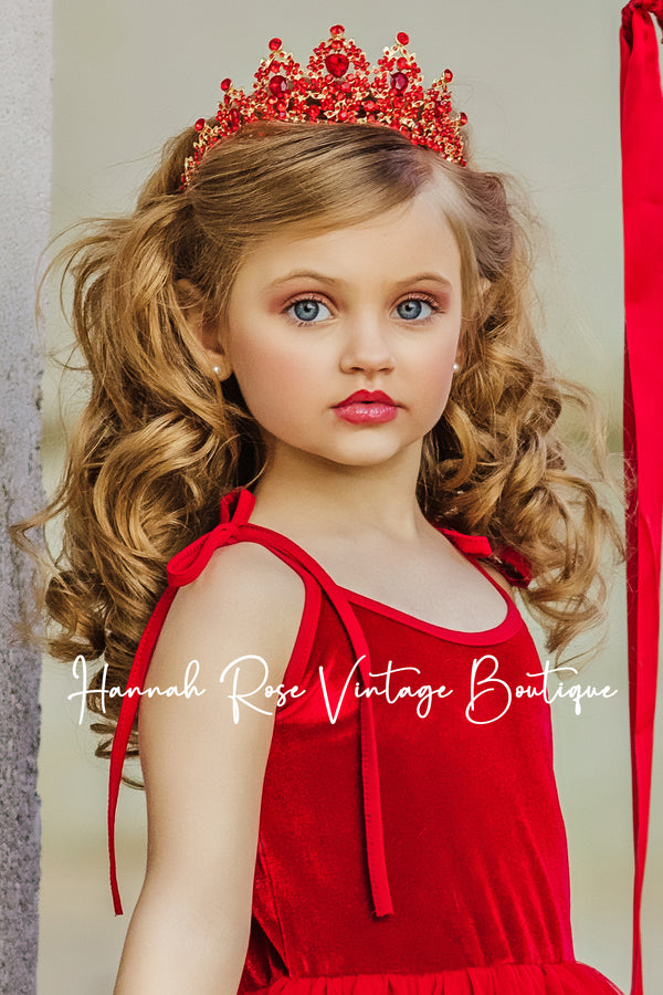 GIRLS - Red Jewel Princess Crown - Hannah Rose Vintage Boutique