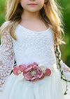 GIRLS - Satin Flower Bridal Sash Belt Satin Bridal Flower Sash Belt for weddings in rose pink