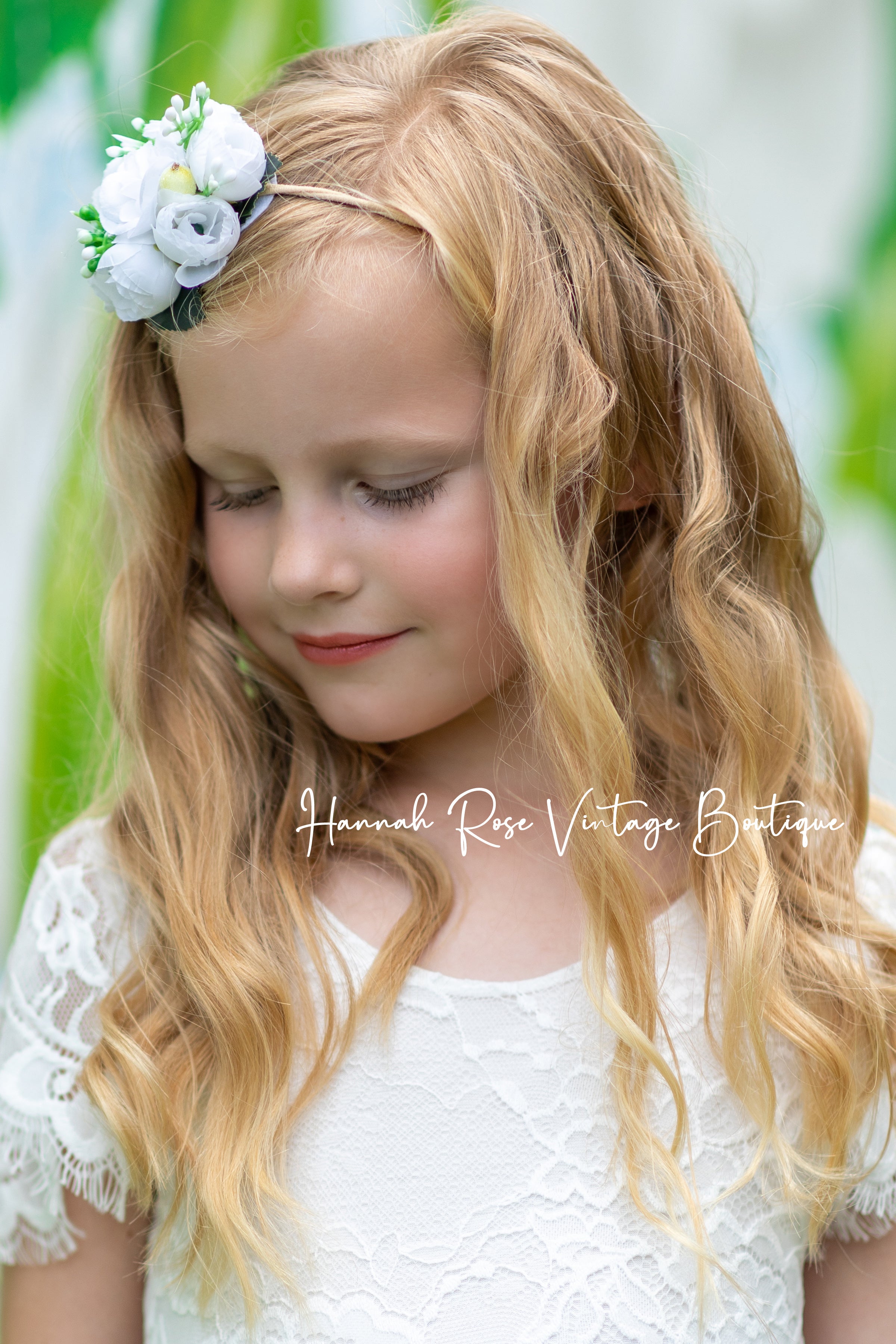 White Rose Flower Headband