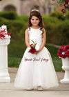 white satin flower girl dress