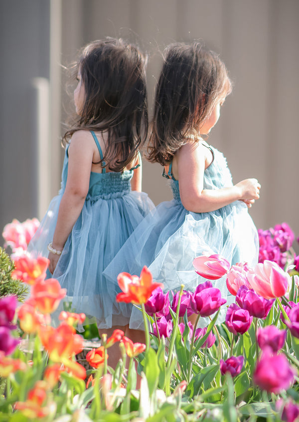 GIRLS - A Little Bit Of Magic Blue Tulle Sundress (With Video) - Hannah Rose Vintage Boutique