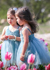 GIRLS - A Little Bit Of Magic Blue Tulle Sundress (With Video) - Hannah Rose Vintage Boutique