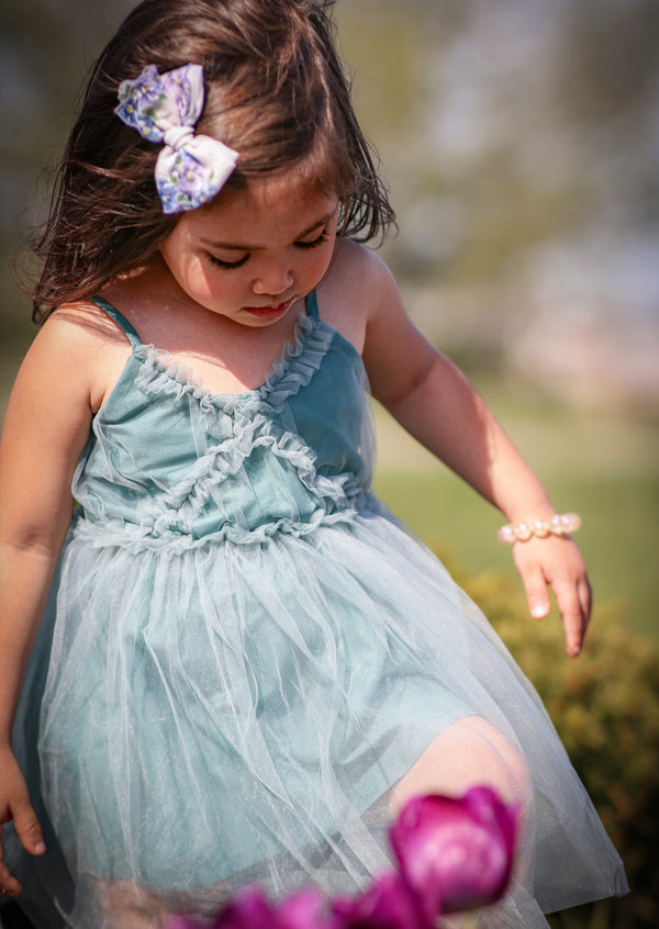 GIRLS - A Little Bit Of Magic Blue Tulle Sundress (With Video) - Hannah Rose Vintage Boutique