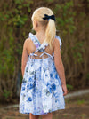 GIRLS - Blue Floral Cotton Dress - Hannah Rose Vintage Boutique