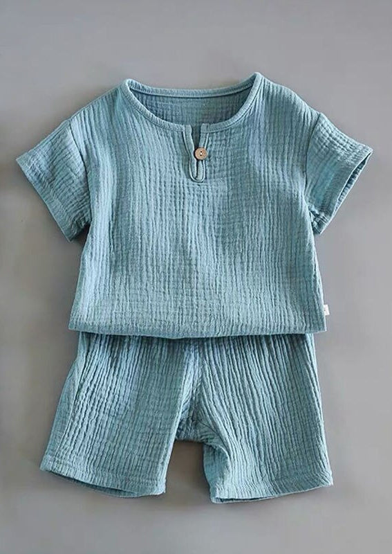 GIRLS - Boys 2 Pc Shorts Set Blue - Hannah Rose Vintage Boutique