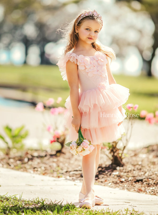 GIRLS - Pink Layered Tulle Birthday Party Dress - Hannah Rose Vintage Boutique