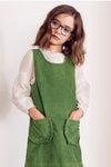 GIRLS - Green Corduroy Jumper Dress - Hannah Rose Vintage Boutique