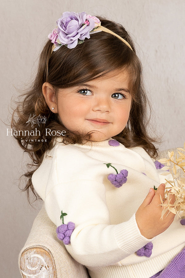 GIRLS - Lavender Rose Headband - Hannah Rose Vintage Boutique