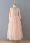 toddlers Peach Tulle Flower Girl Dress 