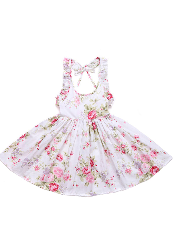 GIRLS - Pink Rose Cotton Dress - Hannah Rose Vintage Boutique