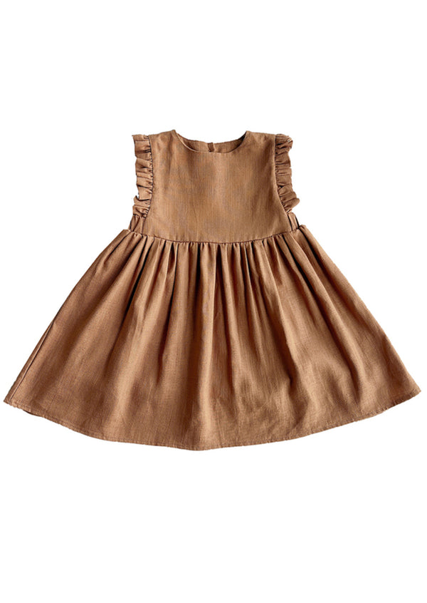 GIRLS - Annie Rustic Vintage Brown Linen Dress - Hannah Rose Vintage Boutique