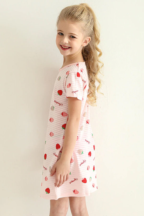 GIRLS - Girls Tossed Strawberries Night Gown - Hannah Rose Vintage Boutique